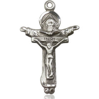 Sterling Silver Trinity Crucifix Pendant on a 18 inch Sterling Silver Light Curb Chain - Unique Catholic Gifts