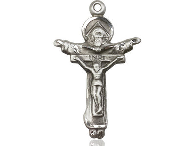 Sterling Silver Trinity Crucifix Pendant on a 18 inch Sterling Silver Light Curb Chain - Unique Catholic Gifts