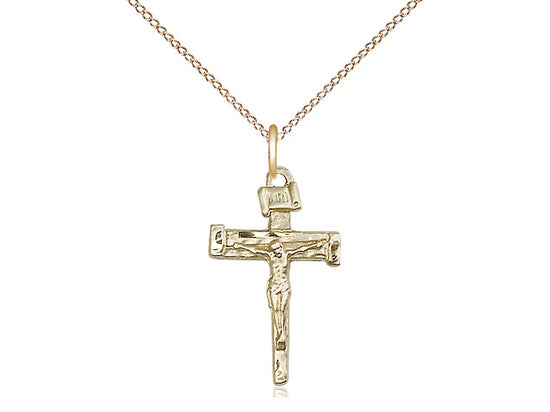 14kt Gold Filled Nail Crucifix Pendant on a 18 inch Gold Filled Light Curb Chain - Unique Catholic Gifts