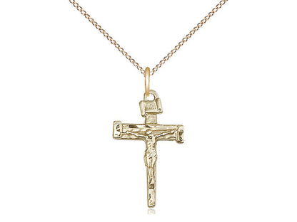 14kt Gold Filled Nail Crucifix Pendant on a 18 inch Gold Filled Light Curb Chain - Unique Catholic Gifts