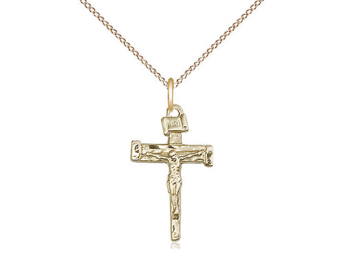 14kt Gold Filled Nail Crucifix Pendant on a 18 inch Gold Filled Light Curb Chain - Unique Catholic Gifts
