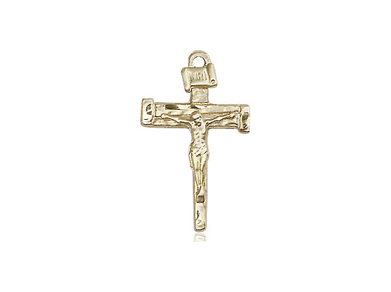 14kt Gold Filled Nail Crucifix Pendant on a 18 inch Gold Filled Light Curb Chain - Unique Catholic Gifts