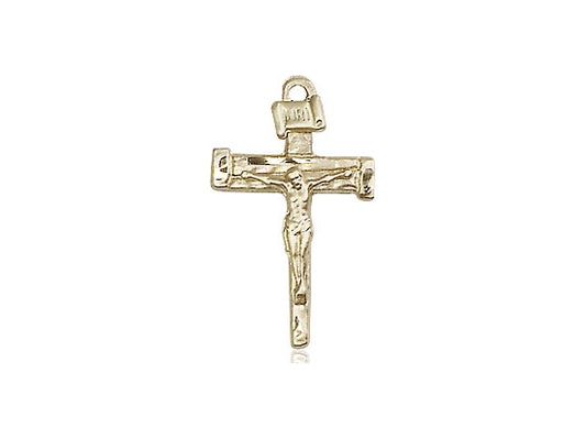 14kt Gold Filled Nail Crucifix Pendant on a 18 inch Gold Filled Light Curb Chain - Unique Catholic Gifts