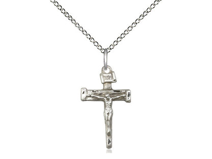 Sterling Silver Nail Crucifix Pendant on a 18 inch Sterling Silver Light Curb Chain - Unique Catholic Gifts