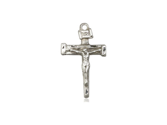 Sterling Silver Nail Crucifix Pendant on a 18 inch Sterling Silver Light Curb Chain - Unique Catholic Gifts