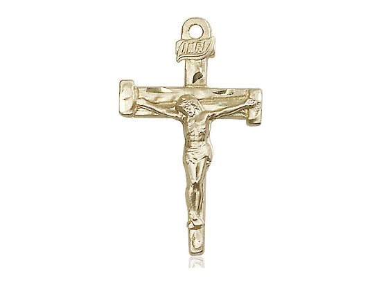14kt Gold Filled Nail Crucifix Pendant on a 24 inch Gold Plate Heavy Curb Chain - Unique Catholic Gifts