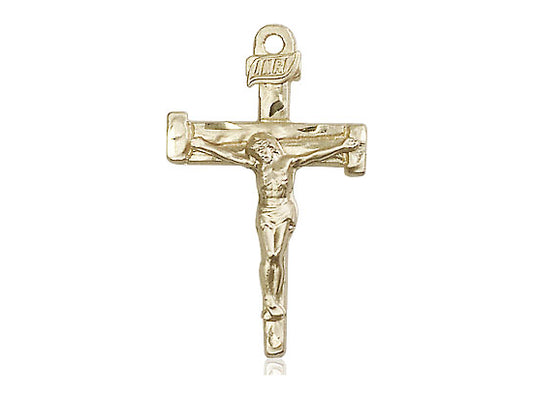 14kt Gold Filled Nail Crucifix Pendant on a 24 inch Gold Plate Heavy Curb Chain - Unique Catholic Gifts