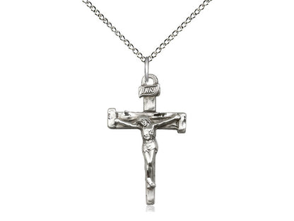 Sterling Silver Nail Crucifix Pendant on a 18 inch Sterling Silver Light Curb Chain - Unique Catholic Gifts