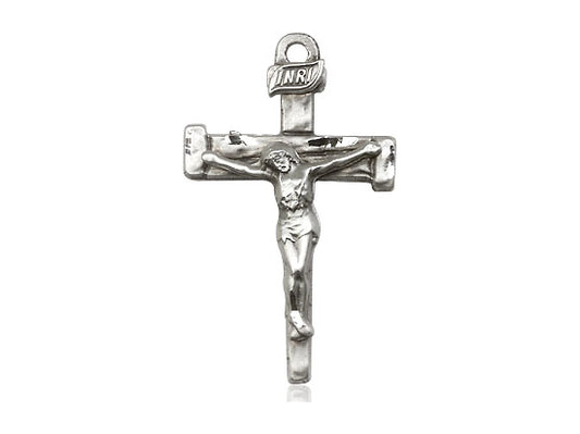 Sterling Silver Nail Crucifix Pendant on a 18 inch Sterling Silver Light Curb Chain - Unique Catholic Gifts