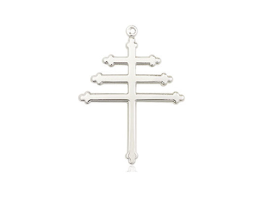 Sterling Silver Maronite Cross Pendant on a 18 inch Sterling Silver Light Curb Chain - Unique Catholic Gifts