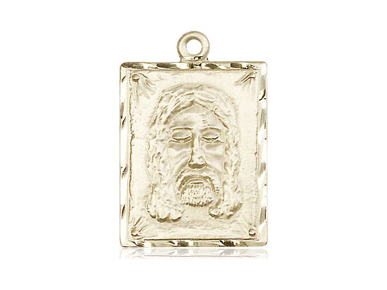 14kt Gold Filled Holy Face Pendant on a 24 inch Gold Plate Heavy Curb Chain - Unique Catholic Gifts