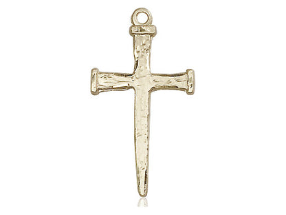 14kt Gold Filled Nail Cross Pendant on a 24 inch Gold Plate Heavy Curb Chain - Unique Catholic Gifts
