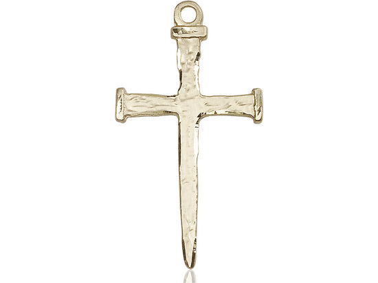 14kt Gold Filled Nail Cross Pendant on a 24 inch Gold Plate Heavy Curb Chain - Unique Catholic Gifts