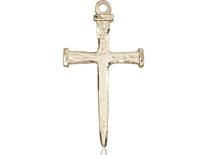14kt Gold Filled Nail Cross Pendant on a 24 inch Gold Plate Heavy Curb Chain - Unique Catholic Gifts