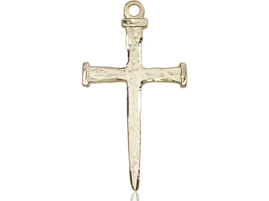 14kt Gold Filled Nail Cross Pendant on a 24 inch Gold Plate Heavy Curb Chain - Unique Catholic Gifts