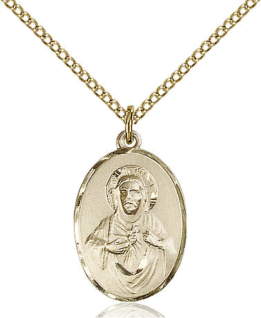 14kt Gold Filled Scapular Pendant on a 18 inch Gold Filled Light Curb Chain - Unique Catholic Gifts