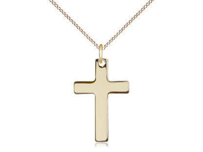 14kt Gold Filled Cross Pendant on a 18 inch Gold Filled Light Curb Chain - Unique Catholic Gifts