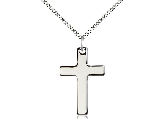 Sterling Silver Cross Pendant on a 18 inch Sterling Silver Light Curb Chain - Unique Catholic Gifts