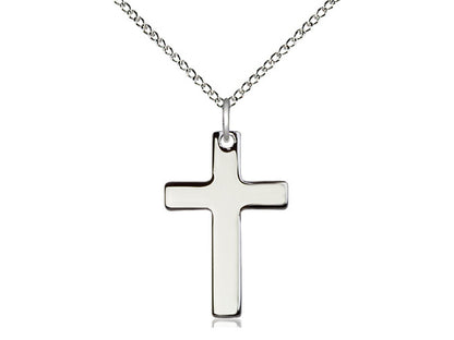 Sterling Silver Cross Pendant on a 18 inch Sterling Silver Light Curb Chain - Unique Catholic Gifts