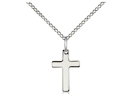 Sterling Silver Cross Pendant on a 18 inch Sterling Silver Light Curb Chain - Unique Catholic Gifts