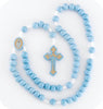 6mm Round Blue Wood Bead Rosary with Wood Crucifix. - Unique Catholic Gifts
