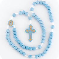 6mm Round Blue Wood Bead Rosary with Wood Crucifix. - Unique Catholic Gifts