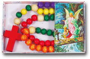 Non Toxic Wooden Children Rosary with 5 Different Colors 21" - Unique Catholic Gifts