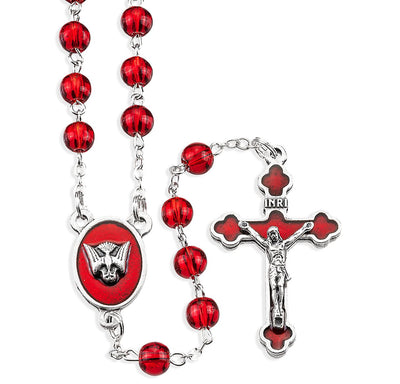 Red Enameled Confirmation Rosary Boxed - Unique Catholic Gifts