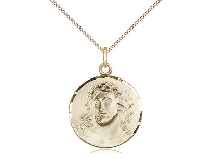 14kt Gold Filled Ecce Homo Pendant on a 18 inch Gold Filled Light Curb Chain - Unique Catholic Gifts