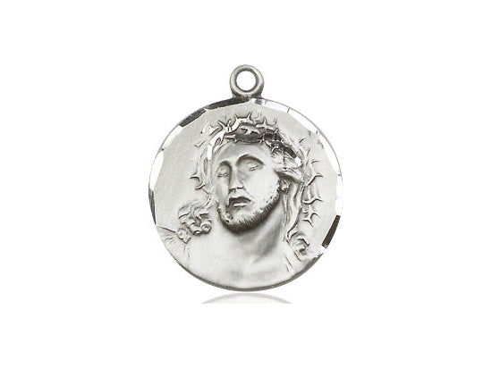 Sterling Silver Ecce Homo Pendant on a 18 inch Sterling Silver Light Curb Chain - Unique Catholic Gifts