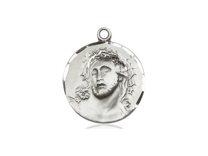 Sterling Silver Ecce Homo Pendant on a 18 inch Sterling Silver Light Curb Chain - Unique Catholic Gifts
