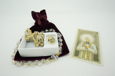 Saint John Vianney Rosary, Pin and prayer card - Unique Catholic Gifts