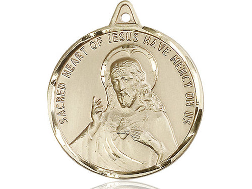 14kt Gold Filled Scapular Pendant on a 24 inch Gold Plate Heavy Curb Chain - Unique Catholic Gifts