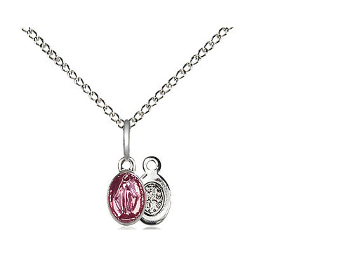 Sterling Silver Miraculous Pendant on a 18 inch Sterling Silver Light Curb Chain - Unique Catholic Gifts
