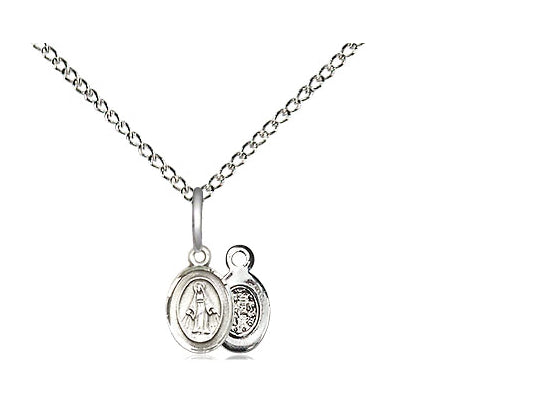 sterling Silver Miraculous Pendant on a 18 inch Sterling Silver Light Curb Chain - Unique Catholic Gifts