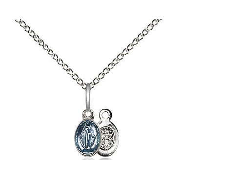 Sterling Silver Miraculous Pendant on a 18 inch Sterling Silver Light Curb Chain - Unique Catholic Gifts