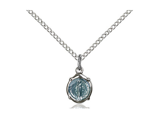 Sterling Silver Miraculous Pendant on a 18 inch Sterling Silver Light Curb Chain - Unique Catholic Gifts