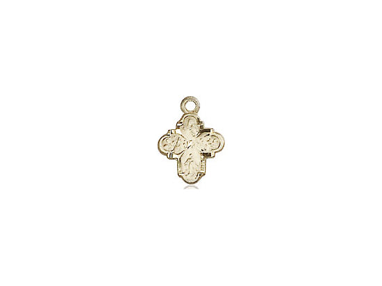 14kt Gold Filled 4-Way Pendant on a 18 inch Gold Filled Light Curb Chain - Unique Catholic Gifts