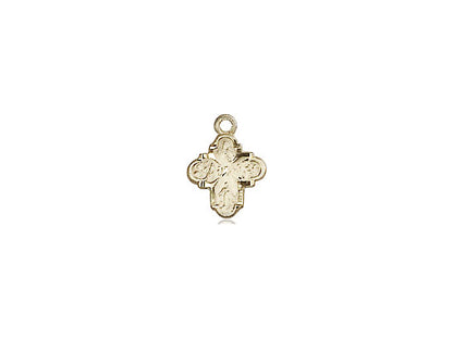 14kt Gold Filled 4-Way Pendant on a 18 inch Gold Filled Light Curb Chain - Unique Catholic Gifts