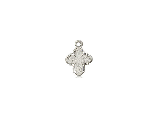 Sterling Silver 4-Way Pendant on a 18 inch Sterling Silver Light Curb Chain - Unique Catholic Gifts