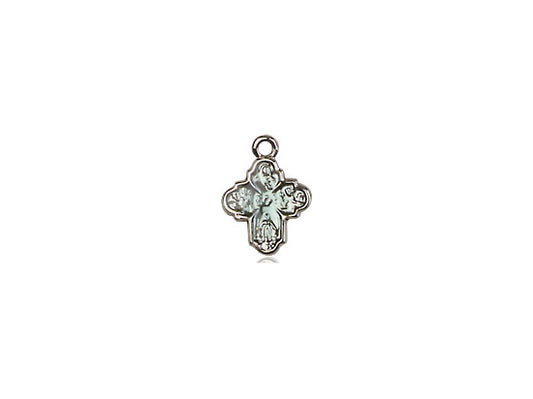 Sterling Silver Cross Dog Tag Pendant on a 18 inch Sterling Silver Light Curb Chain - Unique Catholic Gifts