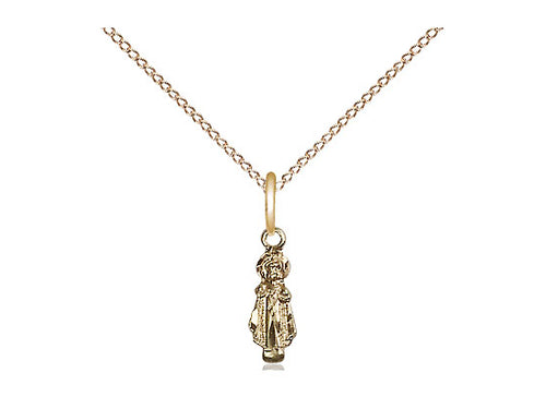 14kt Gold Filled Infant Pendant on a 18 inch Gold Filled Light Curb Chain - Unique Catholic Gifts