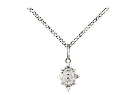 Sterling Silver Scapular Pendant on a 24 inch Light Rhodium Heavy Curb Chain - Unique Catholic Gifts