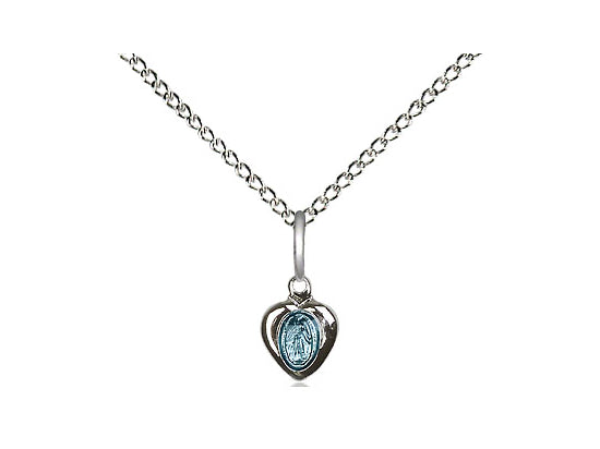 Sterling Silver Miraculous Pendant on a 18 inch Sterling Silver Light Curb Chain - Unique Catholic Gifts