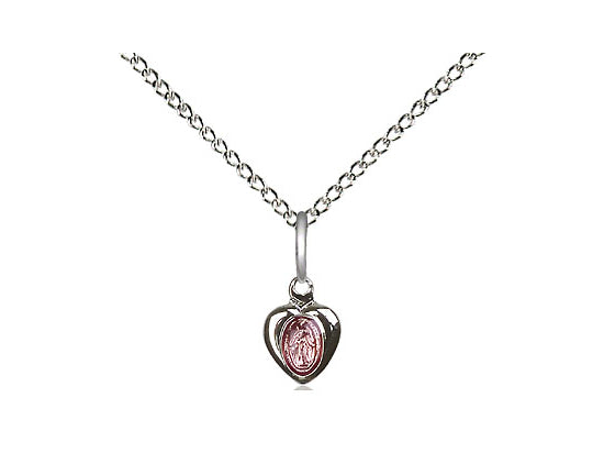 Sterling Silver Miraculous Pendant on a 18 inch Sterling Silver Light Curb Chain - Unique Catholic Gifts