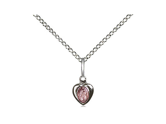 Sterling Silver Miraculous Pendant on a 18 inch Sterling Silver Light Curb Chain - Unique Catholic Gifts