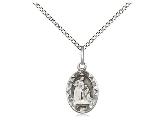 Sterling Silver St Ann Pendant on a 18 inch Sterling Silver Light Curb Chain. - Unique Catholic Gifts