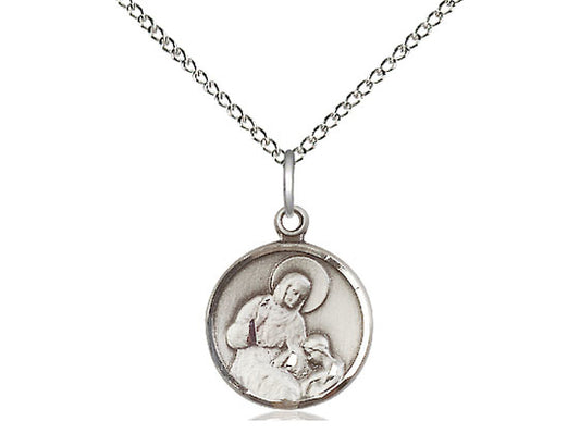 Sterling Silver St Ann Pendant on a 18 inch Sterling Silver Light Curb Chain. - Unique Catholic Gifts