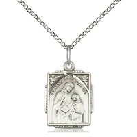 Sterling Silver St Anne Pendant on a 18 inch Sterling Silver Light Curb Chain. - Unique Catholic Gifts