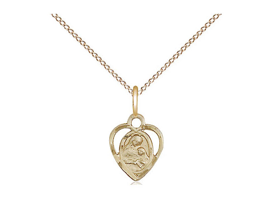 14kt Gold Filled St Ann Pendant on a 18 inch Gold Filled Light Curb Chain. - Unique Catholic Gifts